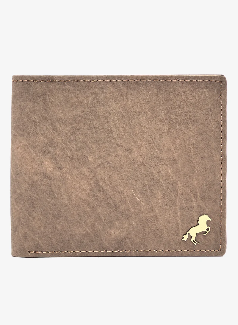 Robert Wood Genuine Leather Horse Logo Bi Fold Wallet